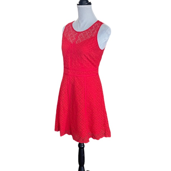 Skies are Blue sleeveless red lace aline summer party event dress size small - Picture 2 of 13